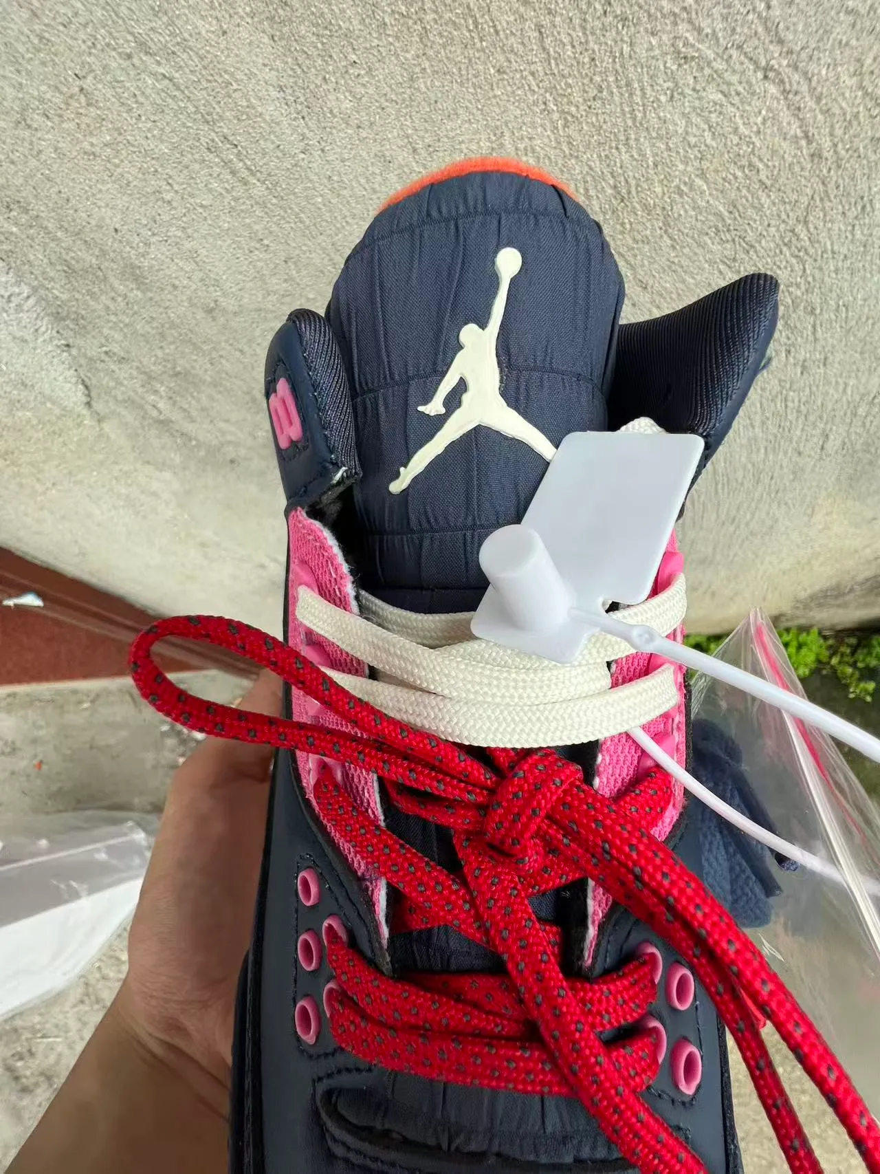 Air Jordan Navy Pink High-Top Leather And Mesh Upper Basketball Shoes 4