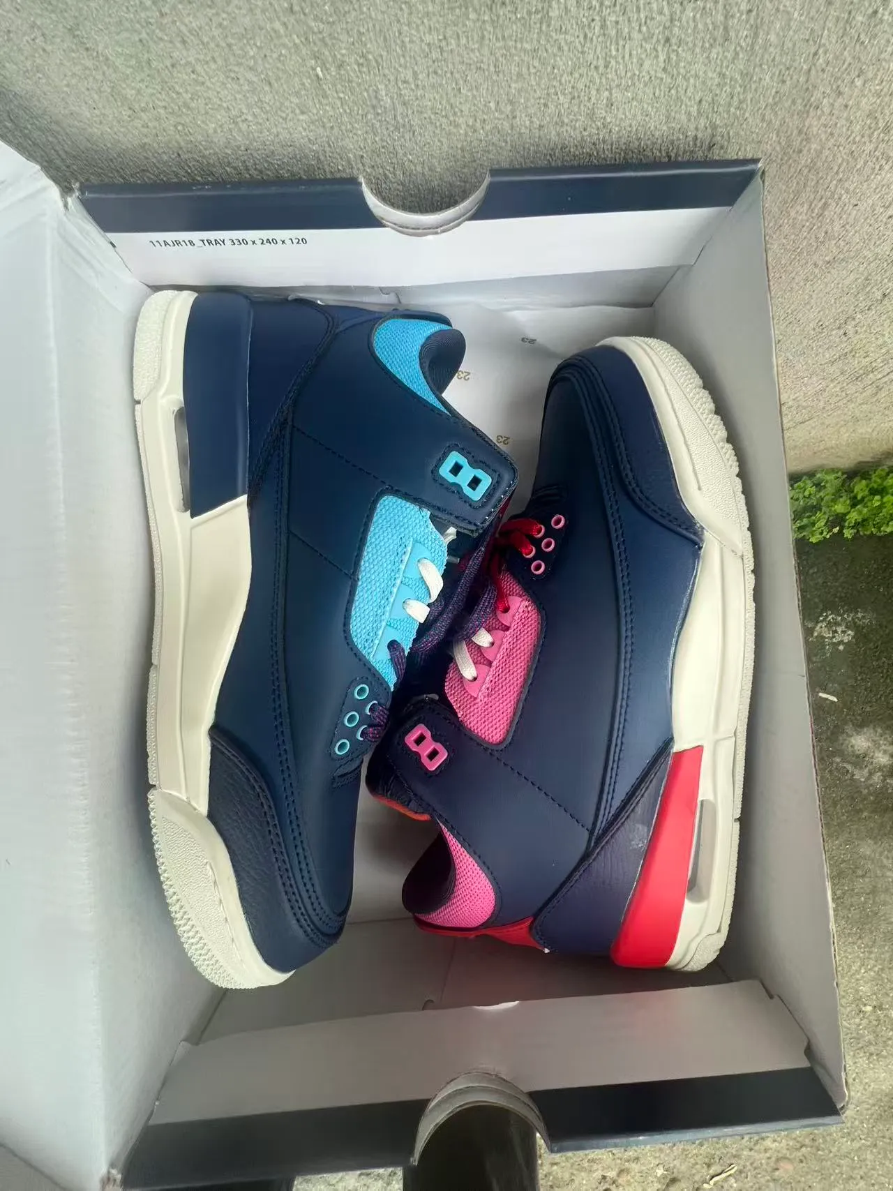 Air Jordan Navy Pink High-Top Leather And Mesh Upper Basketball Shoes 10