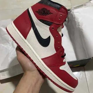 Air Jordan Red Black High-Top Leather-Paneled Basketball Shoes