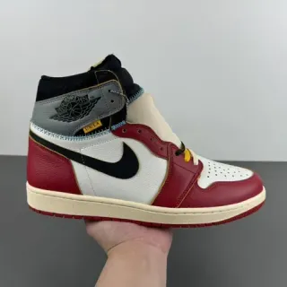Air Jordan Red White High-Top Leather-Paneled Basketball Shoes