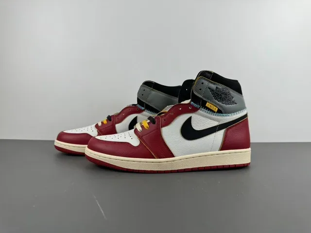 Air Jordan Red White High-Top Leather-Paneled Basketball Shoes 9