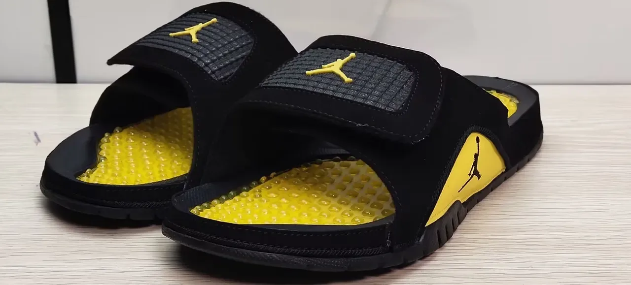 Air Jordan Slide Black and Yellow Podded Footbed Slippers 2