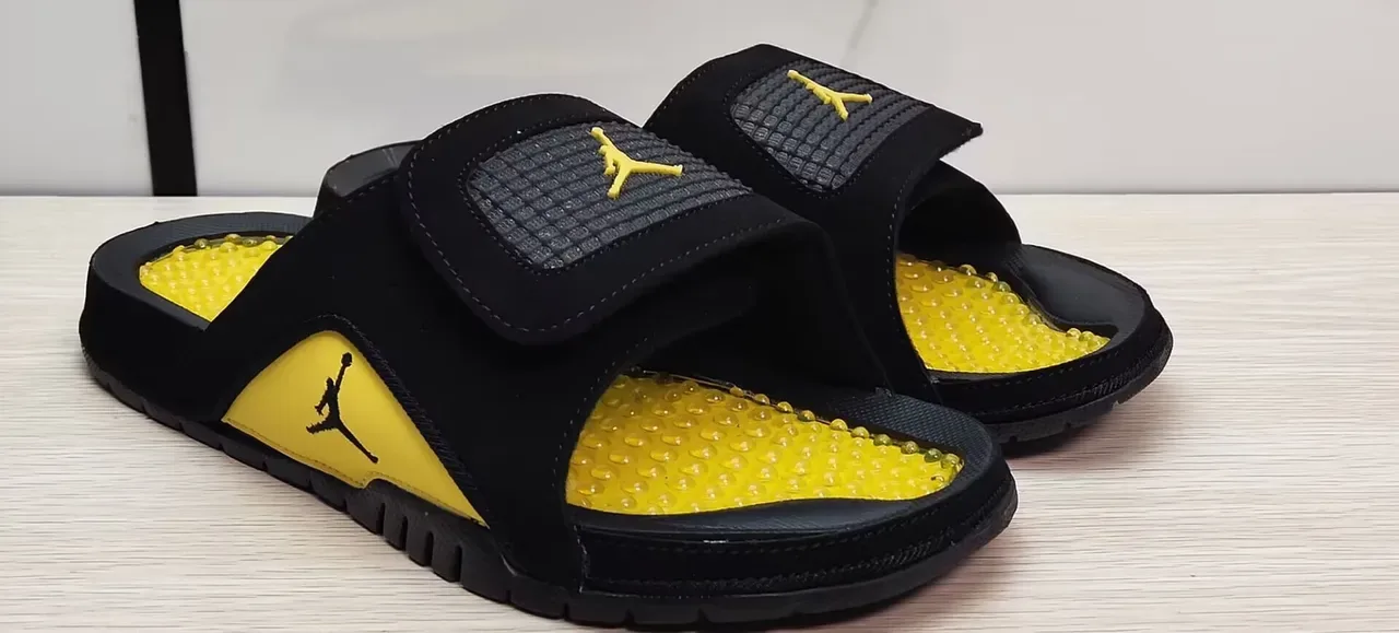 Air Jordan Slide Black and Yellow Podded Footbed Slippers 4