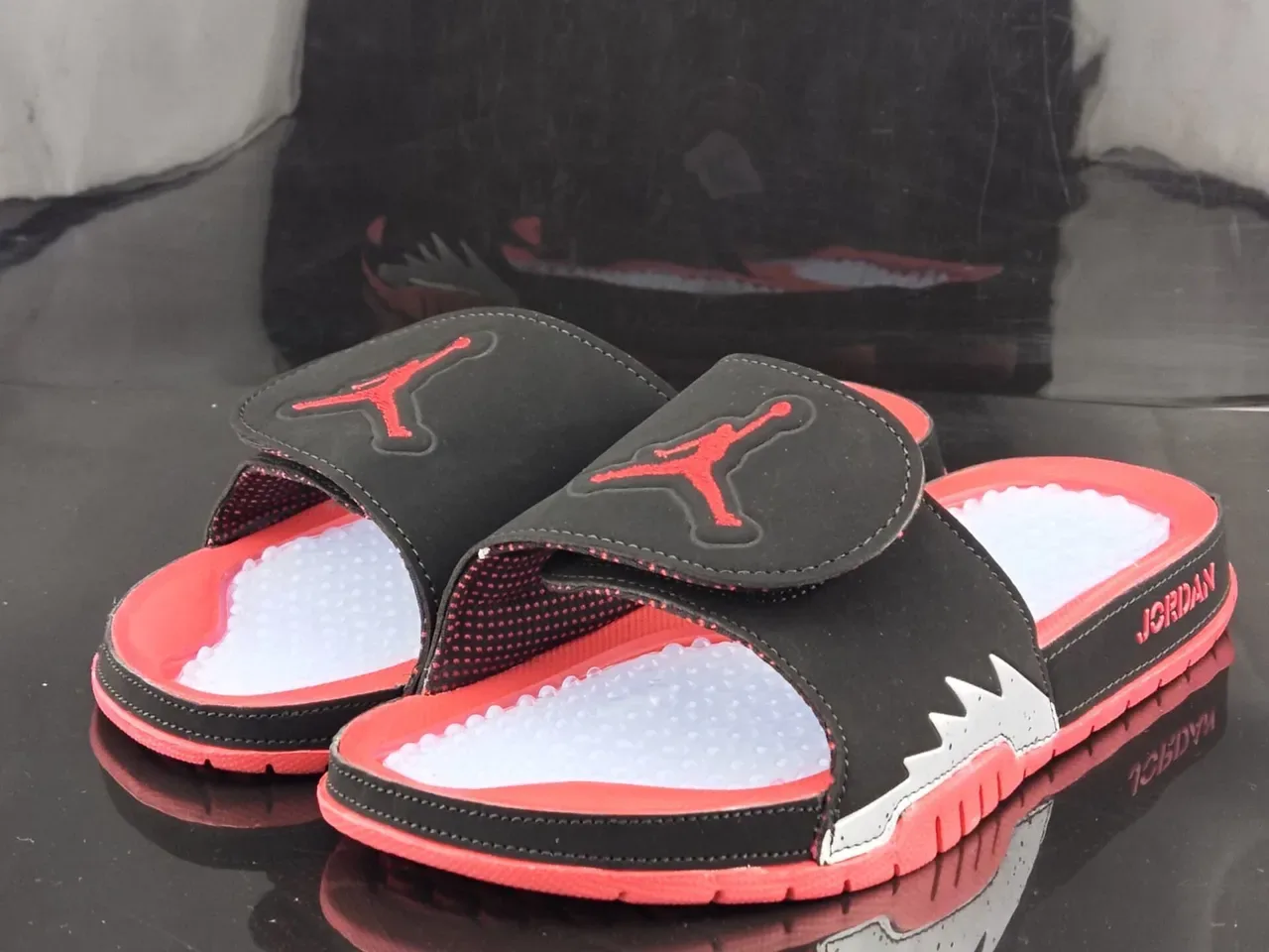 Air Jordan Slide Black Pink Translucent Bubble Footbed Slippers 2