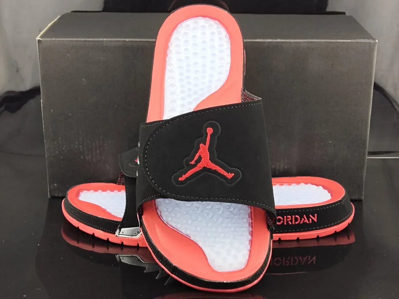 Air Jordan Slide Black Pink Translucent Bubble Footbed Slippers 3
