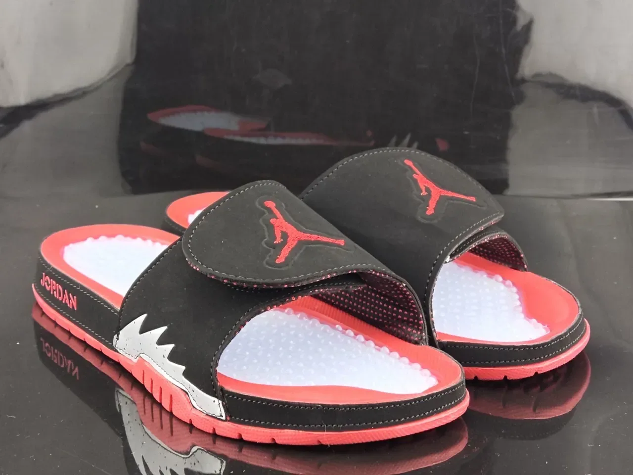 Air Jordan Slide Black Pink Translucent Bubble Footbed Slippers 4