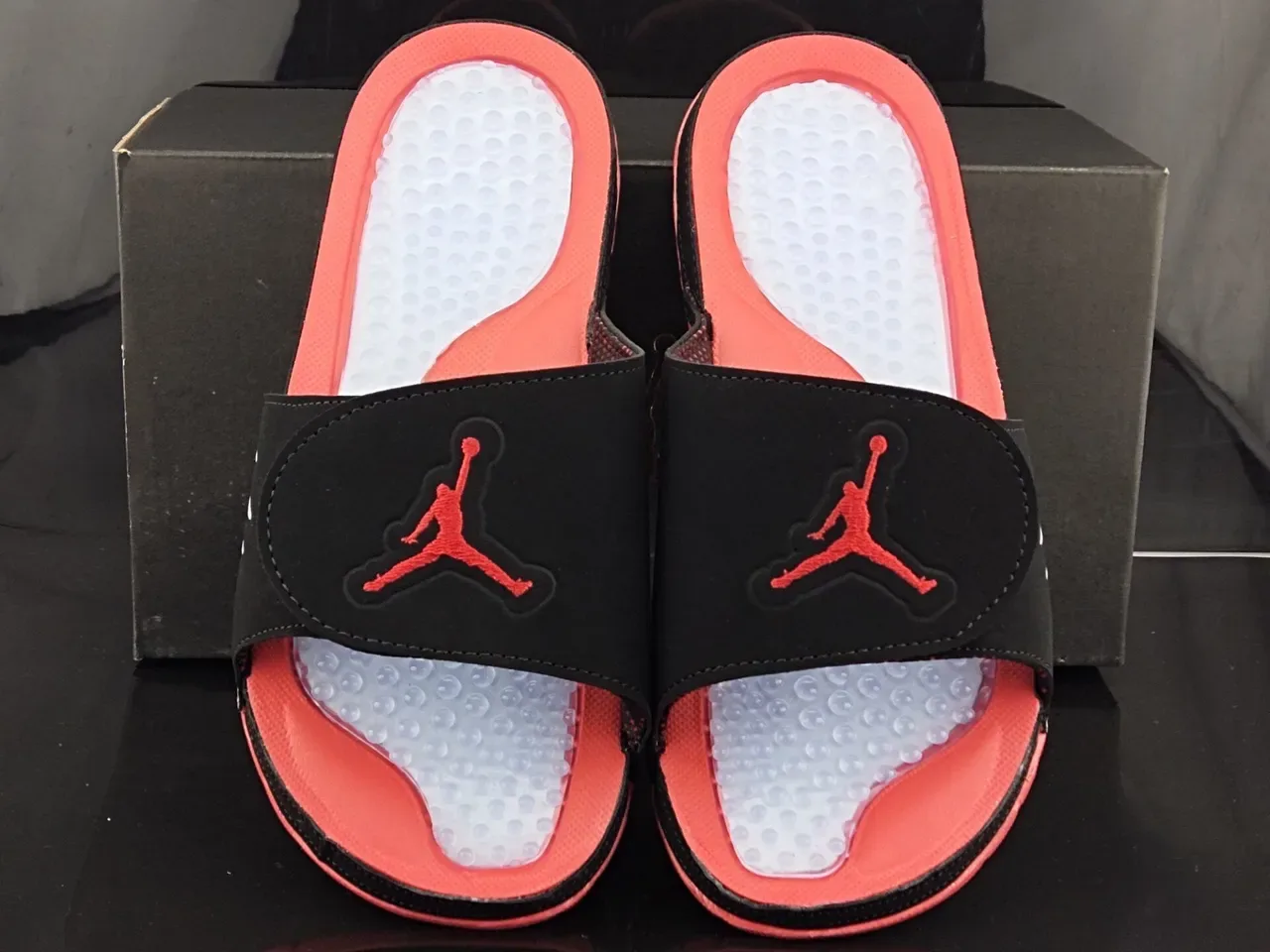 Air Jordan Slide Black Pink Translucent Bubble Footbed Slippers 5