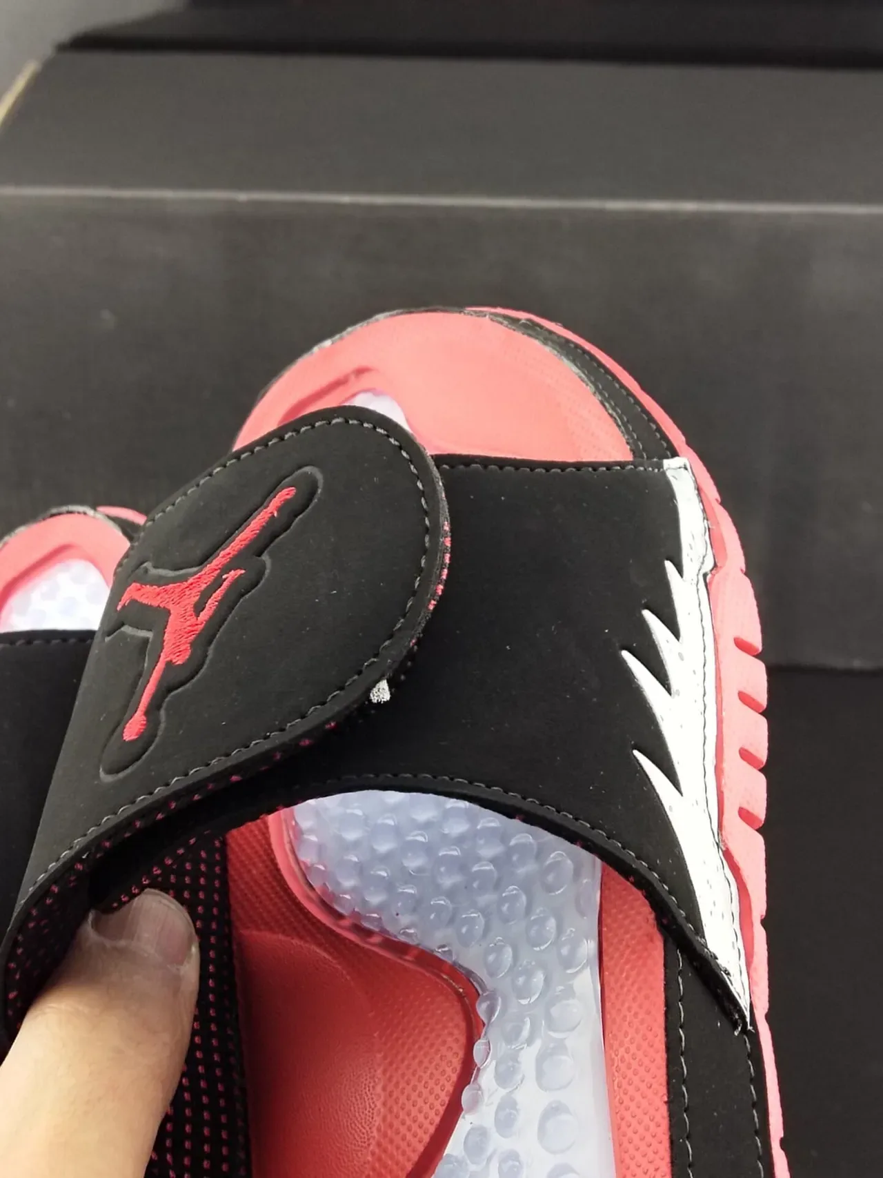 Air Jordan Slide Black Pink Translucent Bubble Footbed Slippers 6
