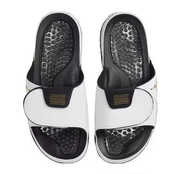 Air Jordan Slide Sandal White Black Gold Slippers 4