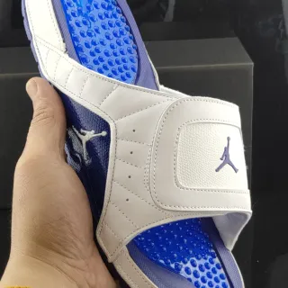 Air Jordan स्लाइड सैंडल सफेद रॉयल ब्लू बैंगनी स्लिपर्स