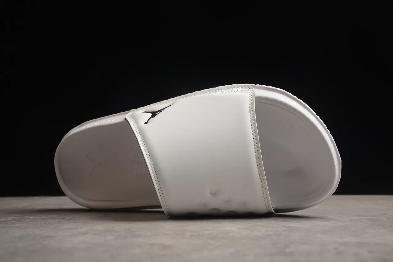 Air Jordan Slide White Black One-Strap Molded Footbed Slippers 10