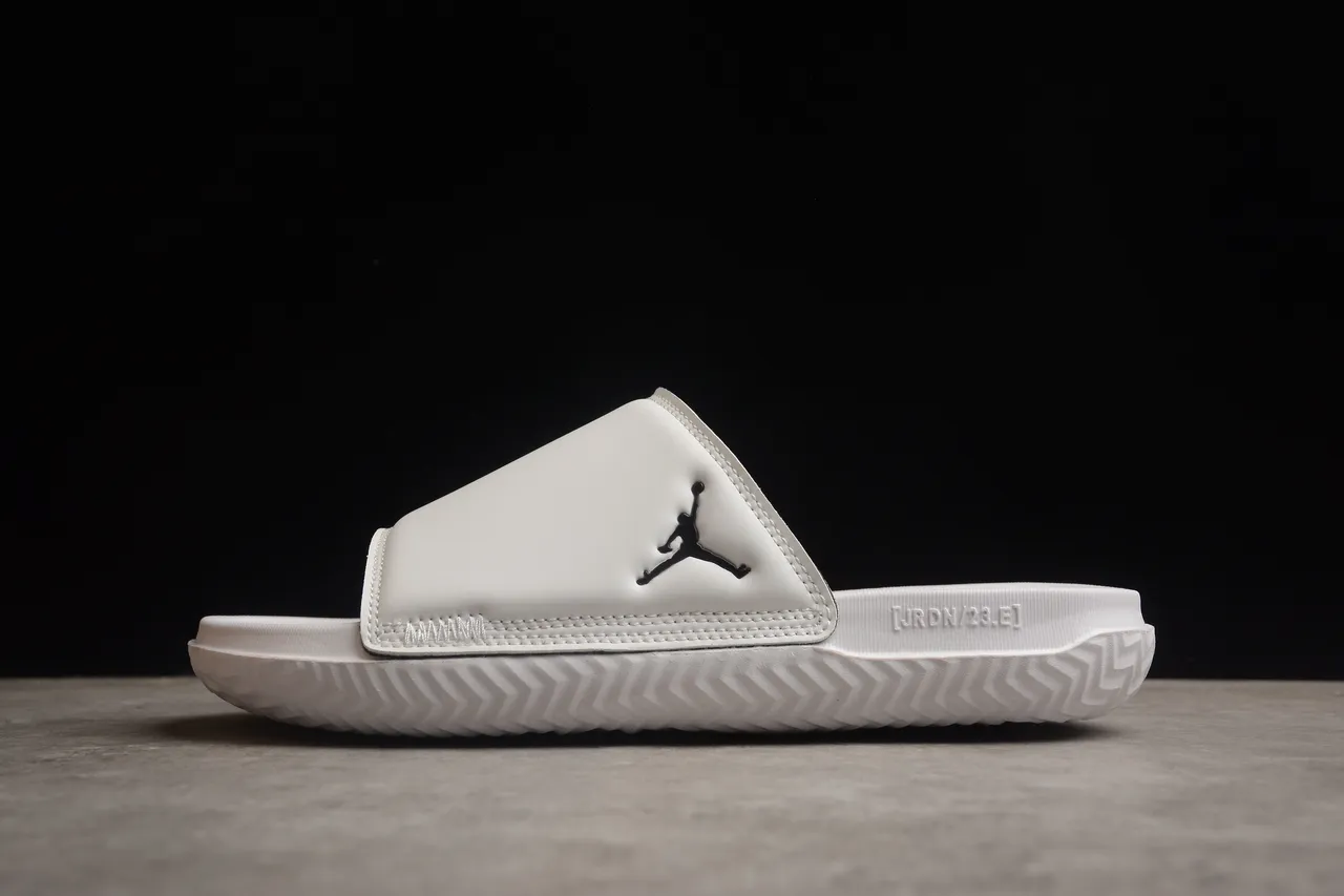 Air Jordan Slide White Black One-Strap Molded Footbed Slippers 13