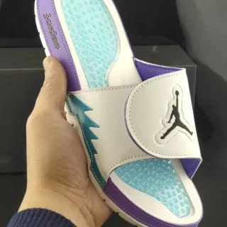 Air Jordan Slide White Purple Teal Pod Footbed Slippers
