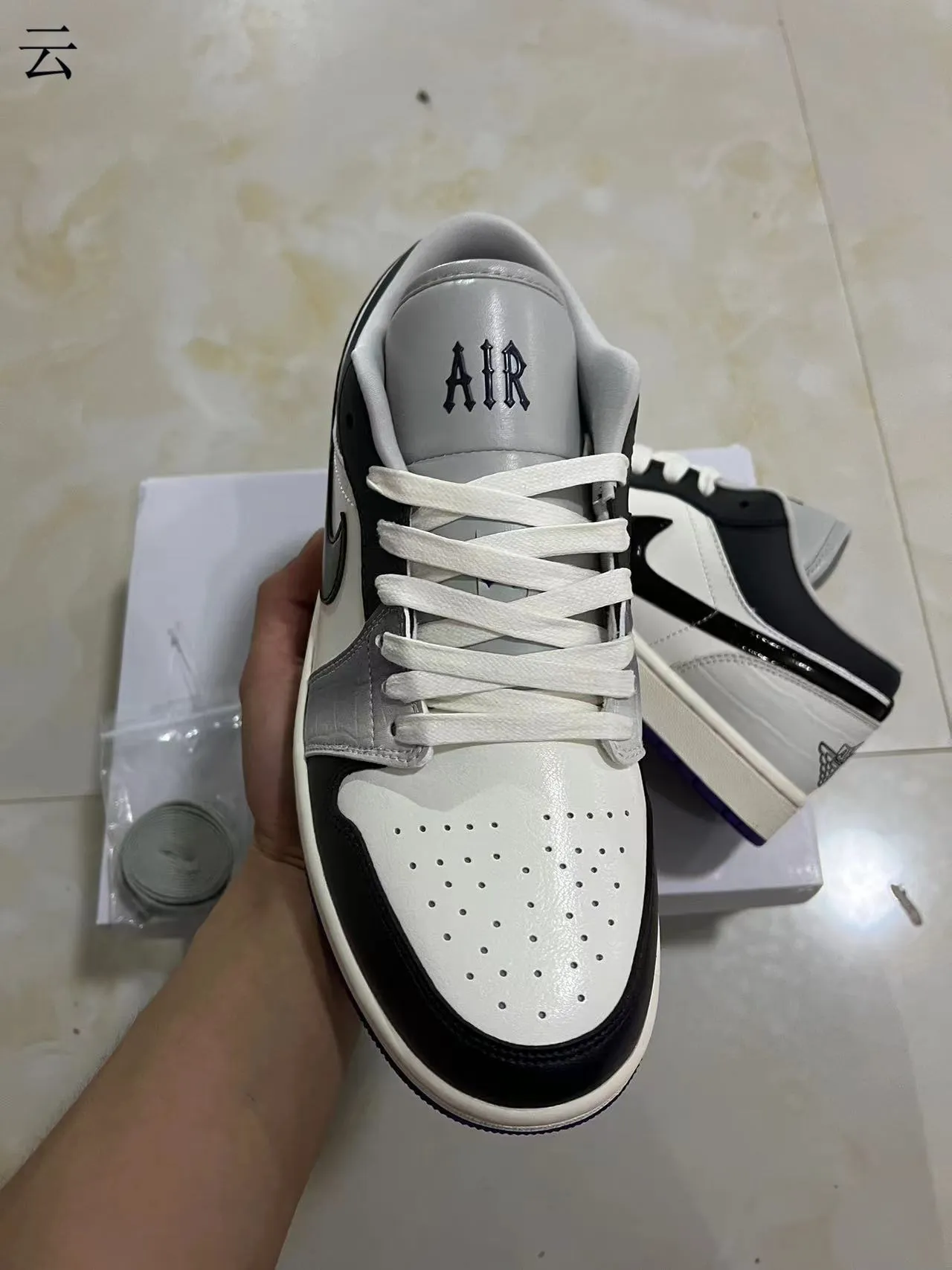 Air Jordan White Black Low-Top Silhouette Patent Overlays Lifestyle Sneakers 3