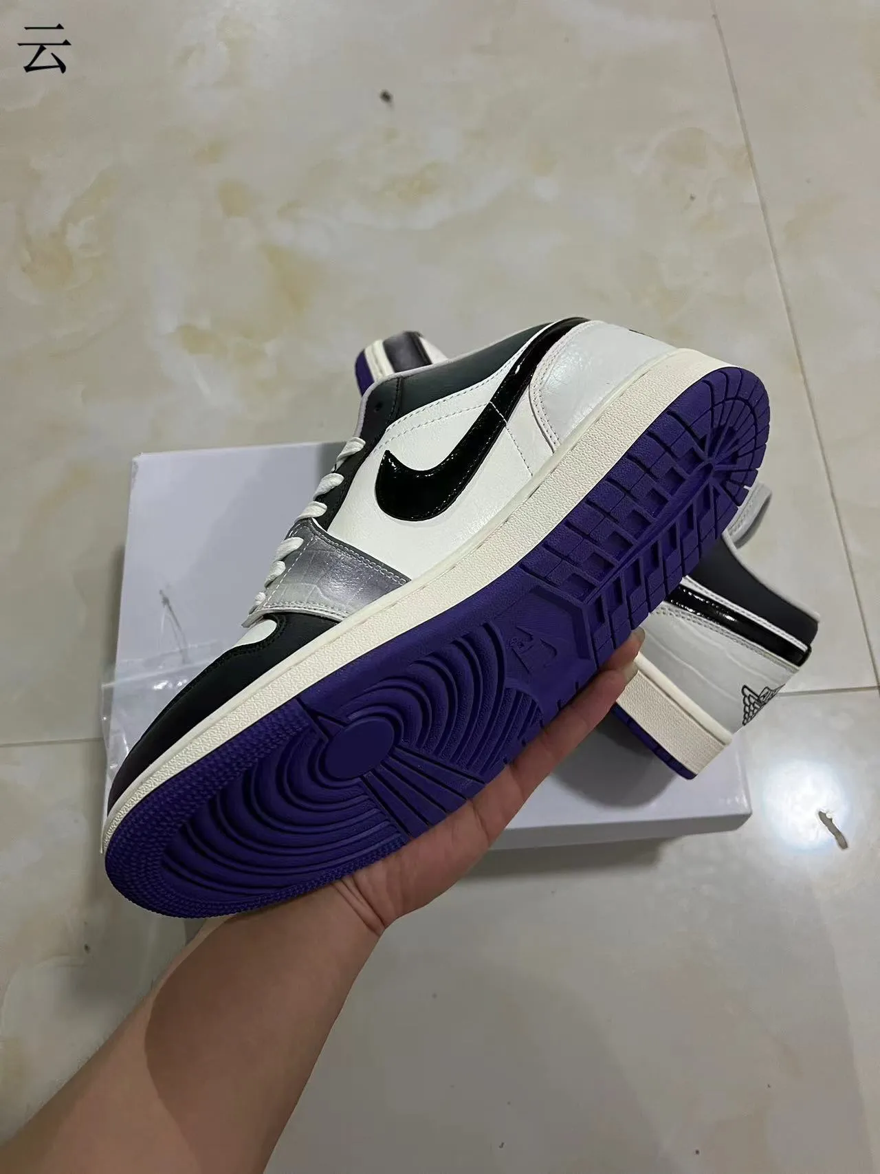 Air Jordan White Black Low-Top Silhouette Patent Overlays Lifestyle Sneakers 6