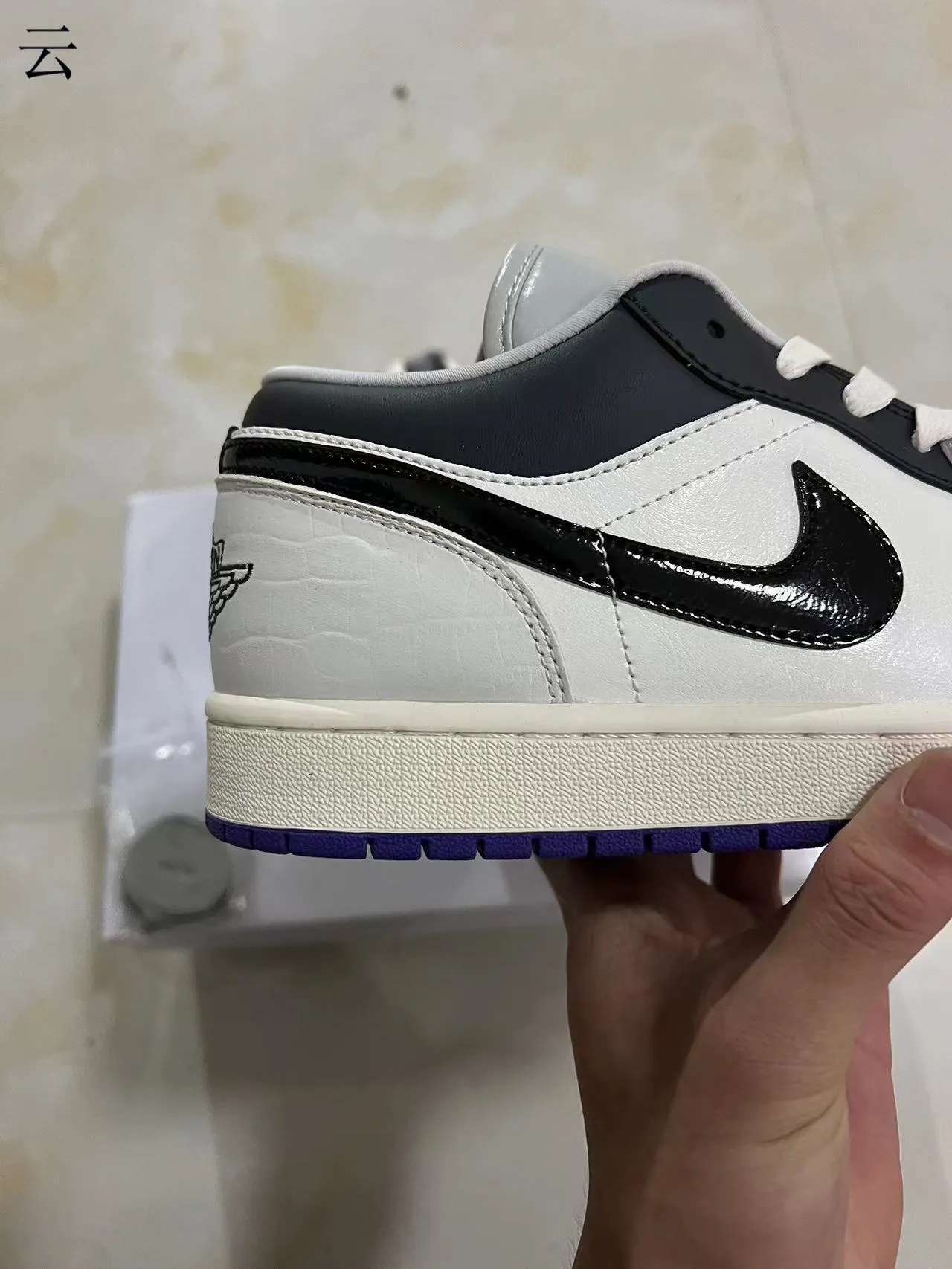 Air Jordan White Black Low-Top Silhouette Patent Overlays Lifestyle Sneakers 7