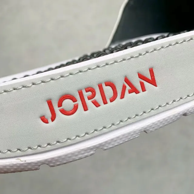 Air Jordan White Black Single-Strap Slide Textured Footbed Slippers 2