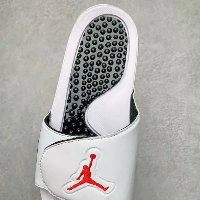 Air Jordan White Black Single-Strap Slide Textured Footbed Slippers 3