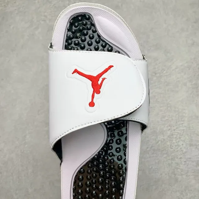 Air Jordan White Black Single-Strap Slide Textured Footbed Slippers 4