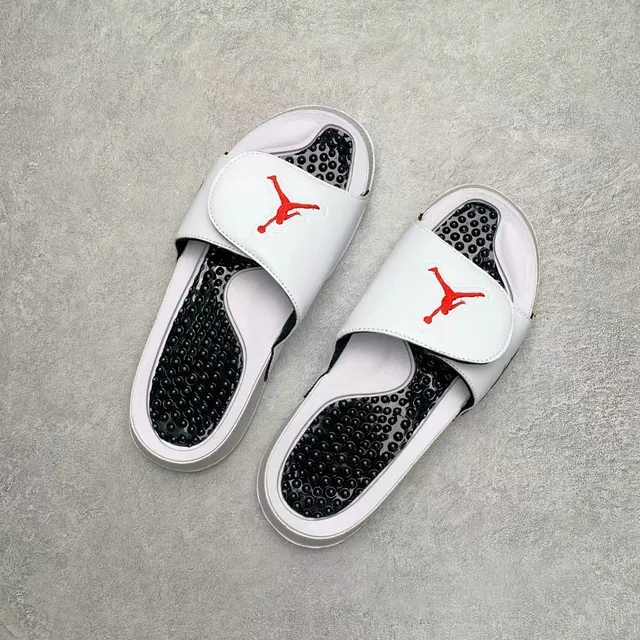 Air Jordan White Black Single-Strap Slide Textured Footbed Slippers 5