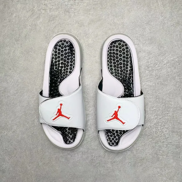 Air Jordan White Black Single-Strap Slide Textured Footbed Slippers 6