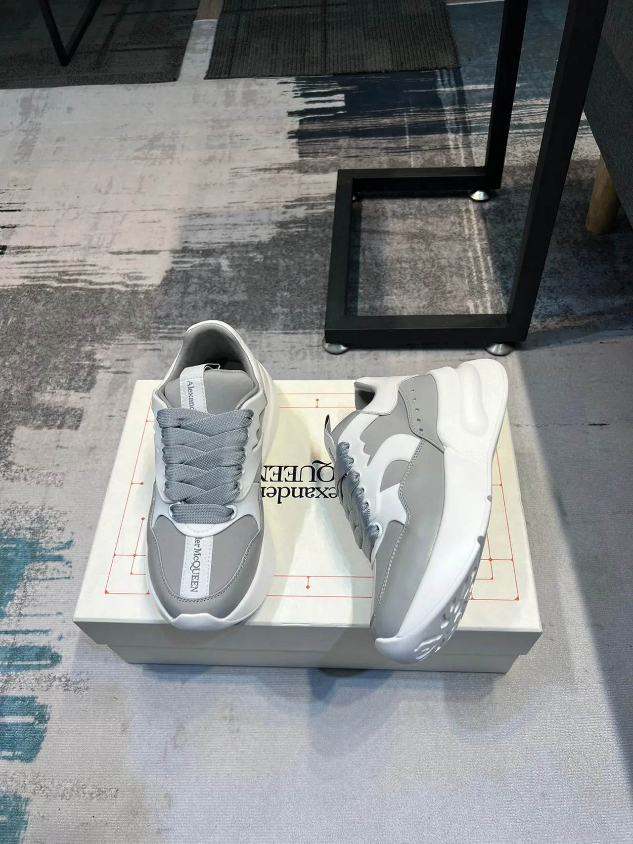 Alexander McQueen Oversized Sneaker Gray and White Chunky Sneakers 4