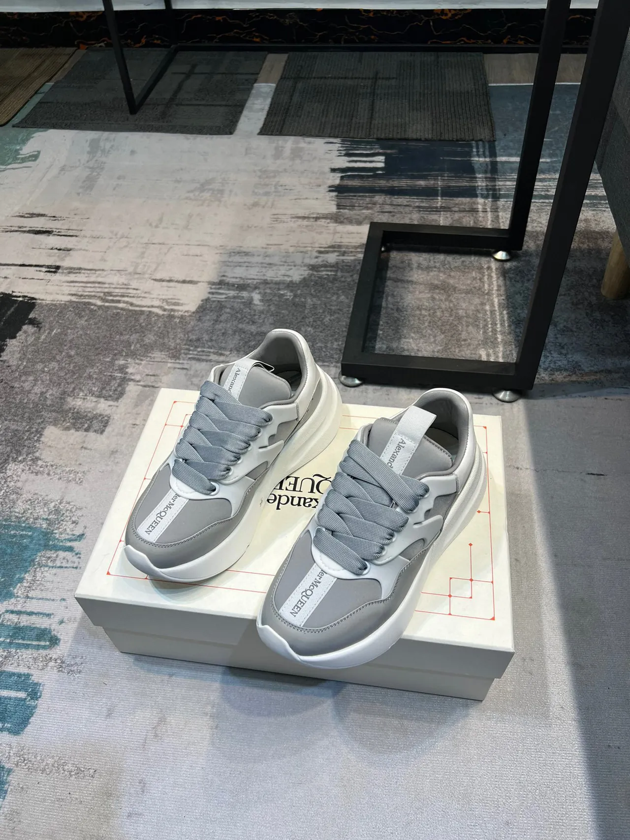 Alexander McQueen Oversized Sneaker Gray and White Chunky Sneakers 5