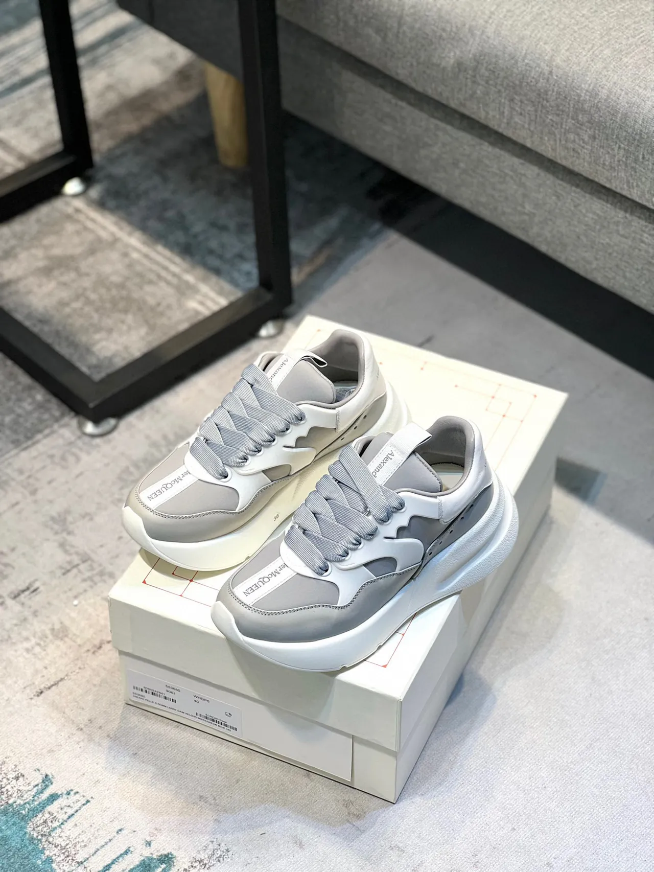 Alexander McQueen Oversized Sneaker Gray and White Chunky Sneakers 7