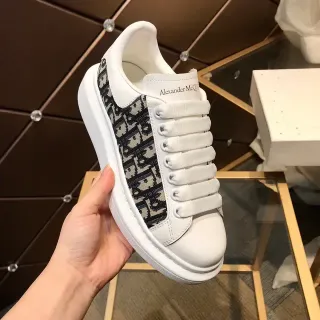 Alexander McQueen Oversized Sneaker White Black Platform Sole Monogrammed Textile Side Panel Lifestyle Sneakers