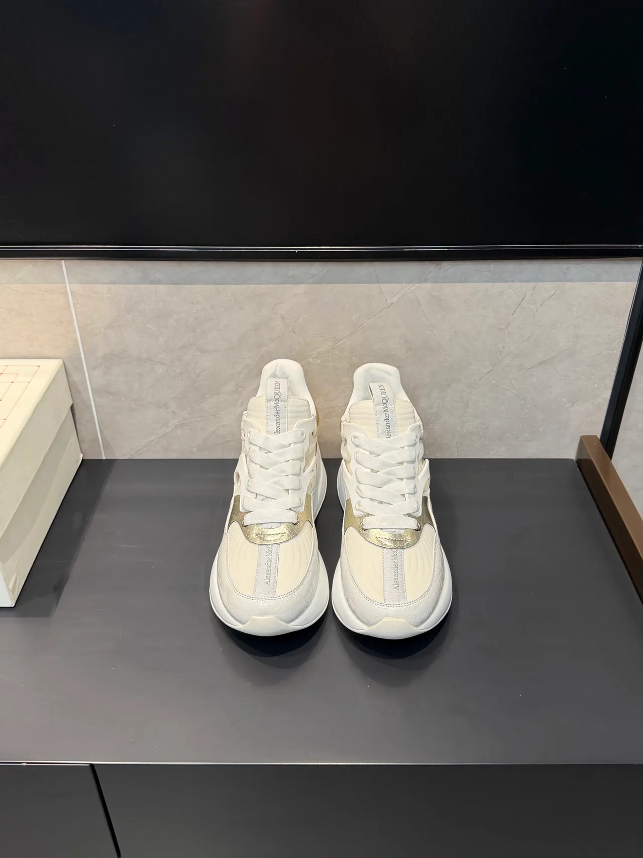 Alexander McQueen Oversized Sneaker White Gold Chunky Sneakers 3