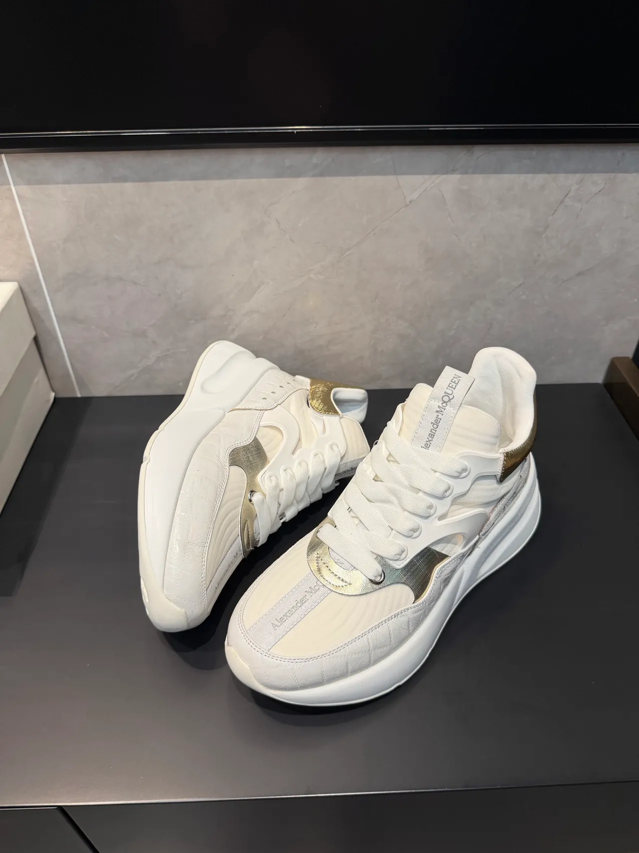 Alexander McQueen Oversized Sneaker White Gold Chunky Sneakers 4
