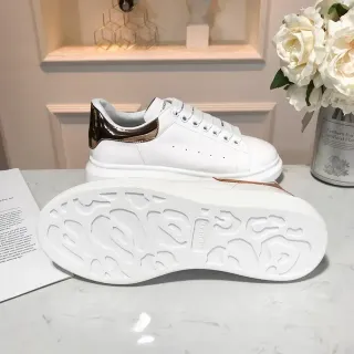 Alexander McQueen Oversized Sneaker White Gold Silhouette Leather Upper Lifestyle Sneakers