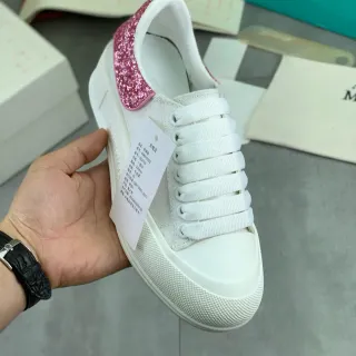Alexander McQueen Oversized Sneaker White Pink Silhouette Glitter Heel Tab Lifestyle Sneakers