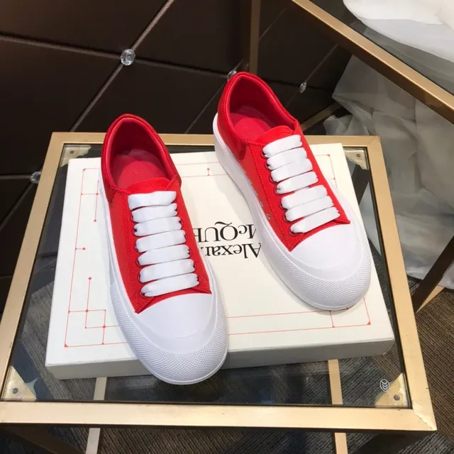 Alexander McQueen Sneakers Lifestyle Slip-On Canvas Rouge Blanc 6