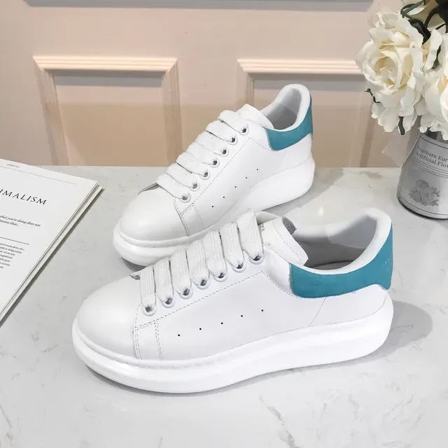 Alexander McQueen White Blue Oversized Platform Sole Leather Upper Lifestyle Sneakers 3