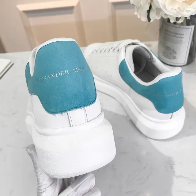 Alexander McQueen White Blue Oversized Platform Sole Leather Upper Lifestyle Sneakers 4