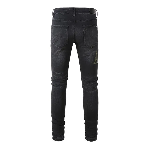 Amiri Black Gold Slim-Fit Distressed Jeans 4
