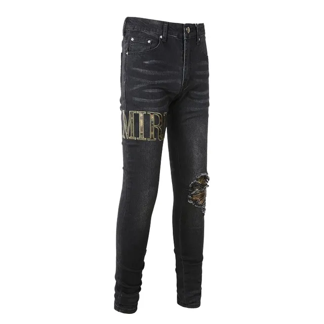Amiri Black Gold Slim-Fit Distressed Jeans 5