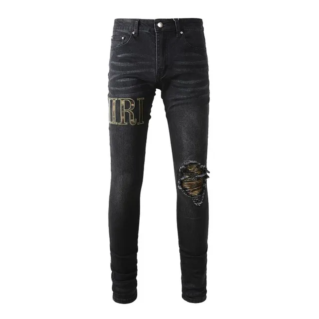 Amiri Black Gold Slim-Fit Distressed Jeans 6