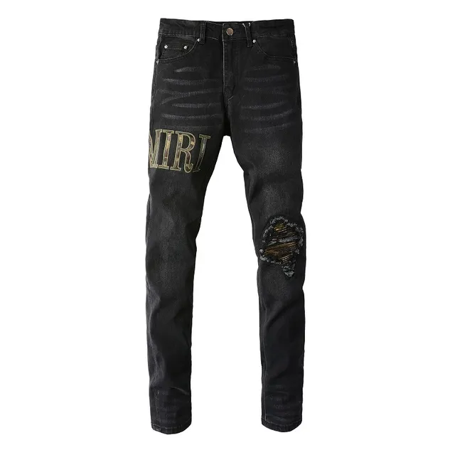Amiri Black Gold Slim-Fit Distressed Jeans 9