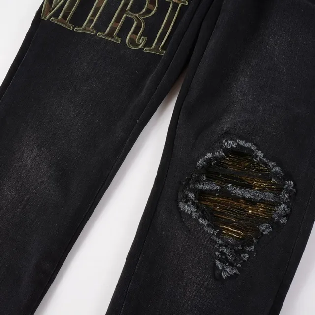 Amiri Black Gold Slim-Fit Distressed Jeans 15