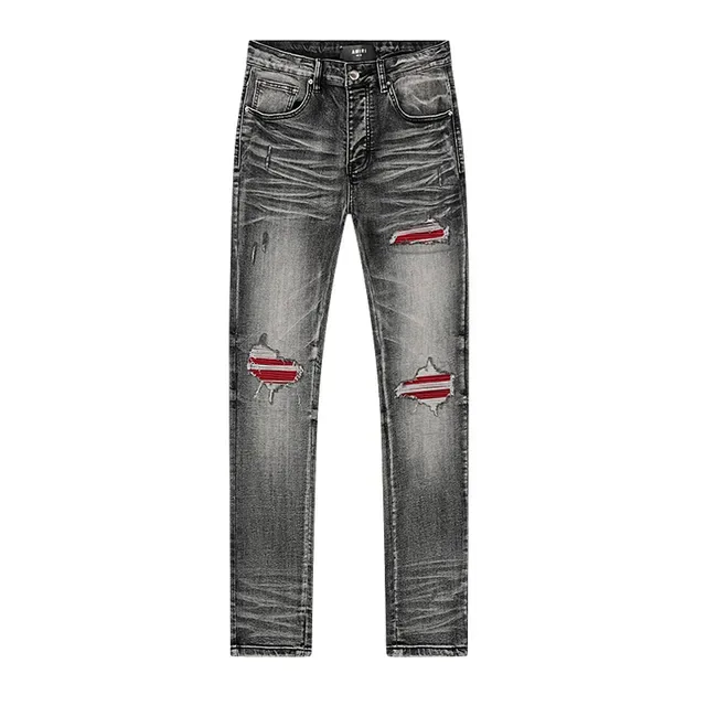 Amiri Distressed Patch Slim-Fit Washed Black Jeans 2