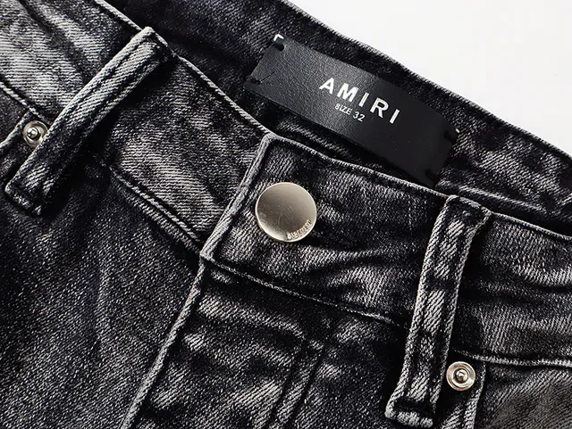 Amiri Distressed Patch Slim-Fit Washed Black Jeans 6