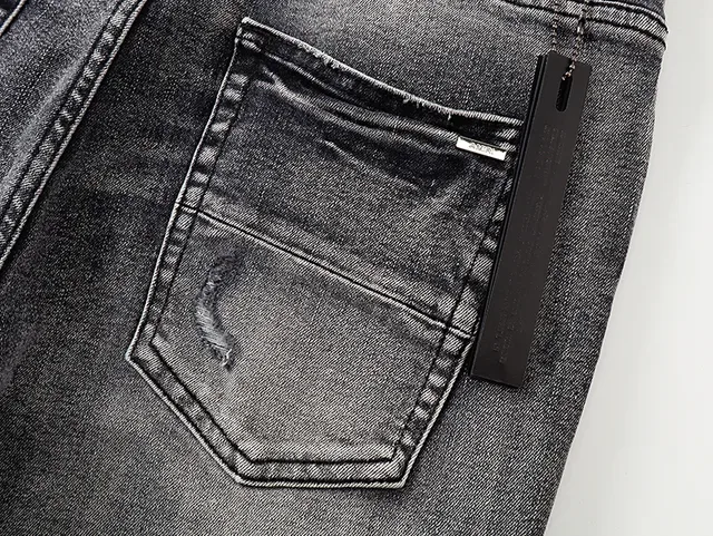 Amiri Distressed Patch Slim-Fit Washed Black Jeans 10