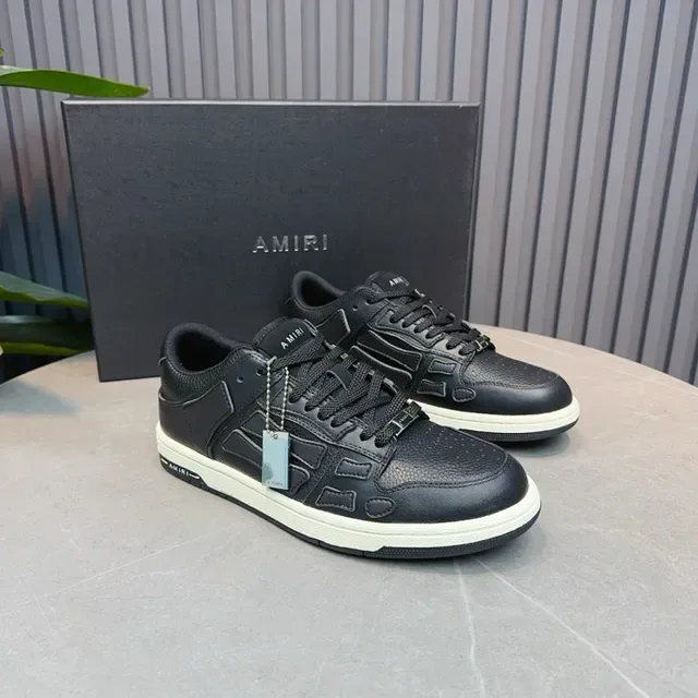 Amiri Skel Top Black White Couro Texturizado Superior Painéis Esqueléticos Esculpidos Tênis Lifestyle 5