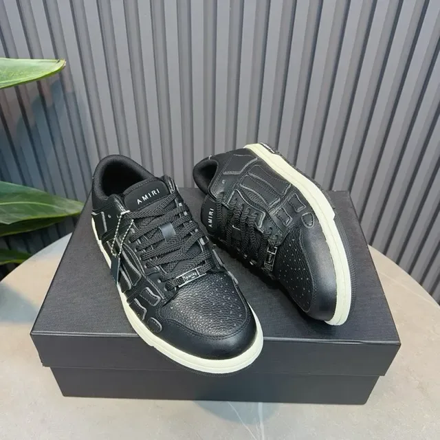 Amiri Skel Top Black White Couro Texturizado Superior Painéis Esqueléticos Esculpidos Tênis Lifestyle 8