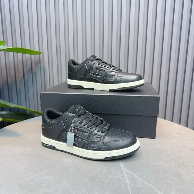 Amiri Skel Top Black White Couro Texturizado Superior Painéis Esqueléticos Esculpidos Tênis Lifestyle 9