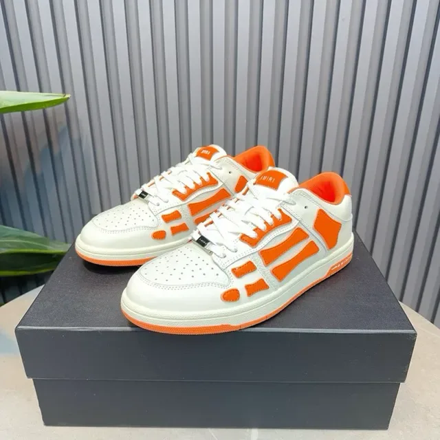 Amiri Skel Top Low Blanc Orange Jaula Esquelettique Chaussures Lifestyle 2