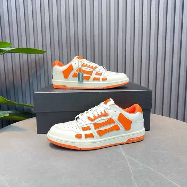Amiri Skel Top Low Blanc Orange Jaula Esquelettique Chaussures Lifestyle 3
