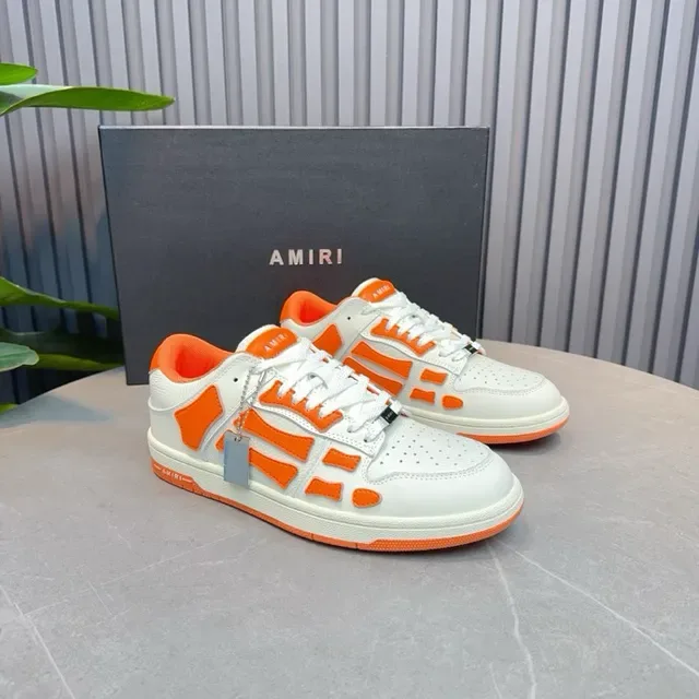 Amiri Skel Top Low Blanc Orange Jaula Esquelettique Chaussures Lifestyle 4